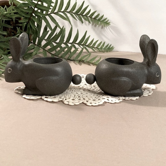 Crate & Barrel Metal Bunny Rabbit Candle Holders Set - Picture 6 of 13